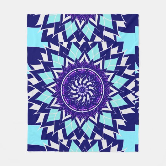 blauwe en indigo mandala fleece deken (Voorkant)