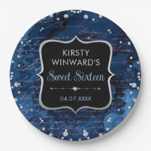Blauwe en iriserende glitterletters Sweet 16