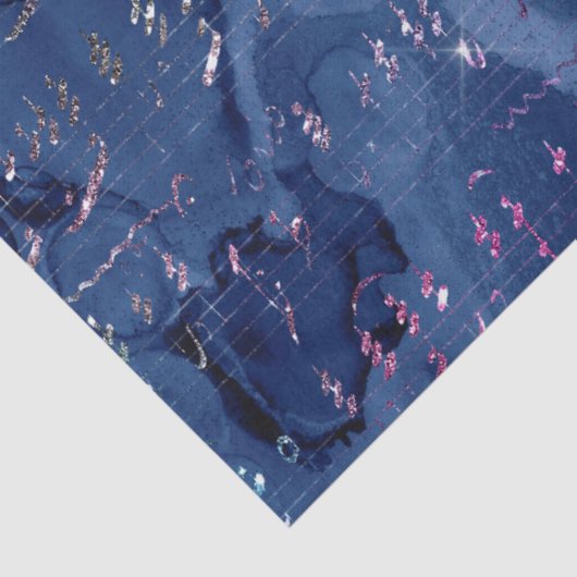 Blauwe en ironische Glitter Mermaid Letters Tissuepapier (Detail)