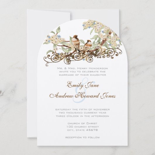 Blauwe en ivoren  liefdesweddenschappen kaart (Voorkant)