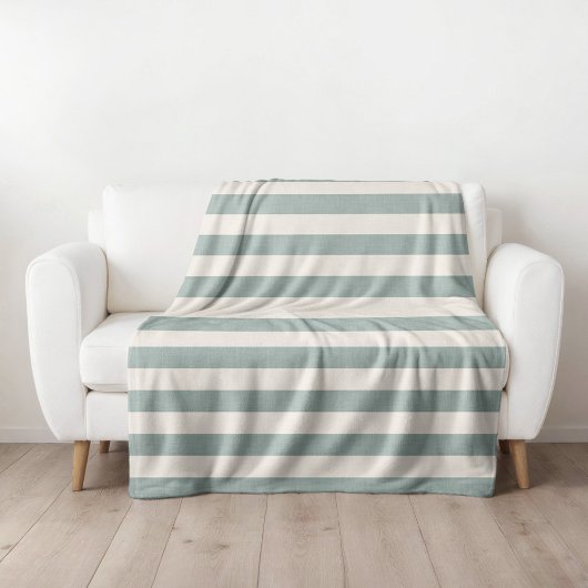 Blauwe en ivoren strepen | Moderne boerderij groot Fleece Deken