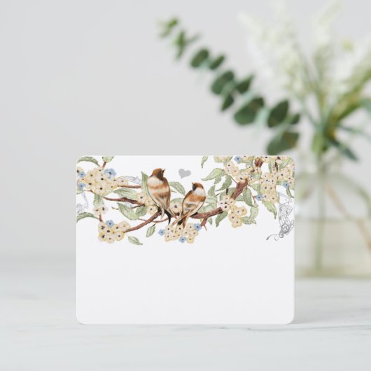 Blauwe en ivoren  Tortelduifjes RSVP (Staand voorkant)