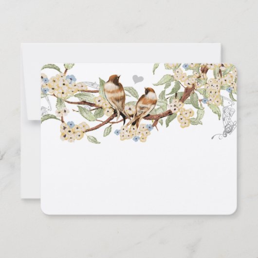 Blauwe en ivoren  Tortelduifjes RSVP (Voorkant)