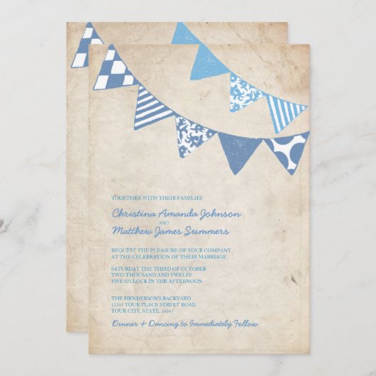 Blauwe en ivoren vlaaiende koningen kaart (Voorkant / Achterkant)