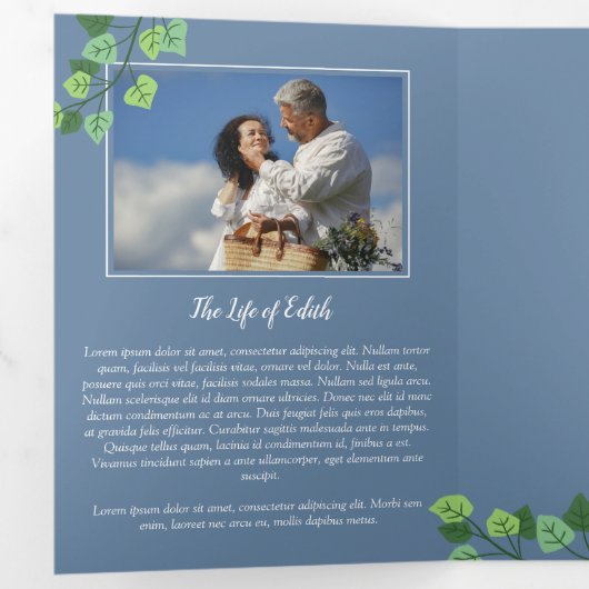 Blauwe en Ivy foto begrafenis Drieluik Programma (Binnenzijde eerst)