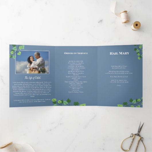 Blauwe en Ivy foto begrafenis Drieluik Programma (Binnen)