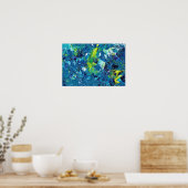 Blauwe en kalkgroene kunst poster (Keuken)