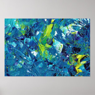 Blauwe en kalkgroene kunst poster