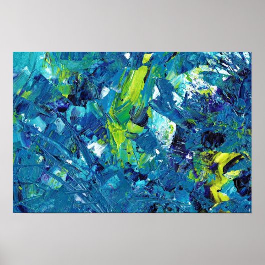 Blauwe en kalkgroene kunst poster (Voorkant)