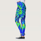 Blauwe en kalkgroene spiraalkleurige kleurstof leggings (Links)