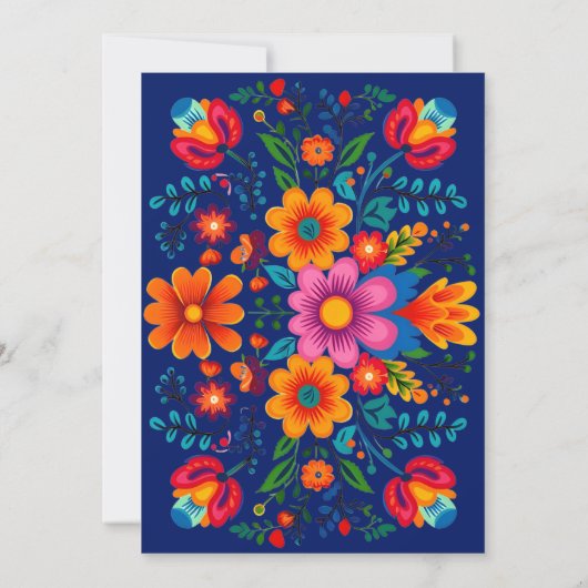Blauwe en kleurrijke Mexicaanse Fiesta Trouwdouche Kaart (Achterkant)
