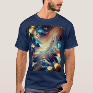Blauwe en koperen bladeren Abstract T-shirt