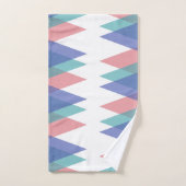 Blauwe en koraaldriehoeken bad handdoek (Handdoek)