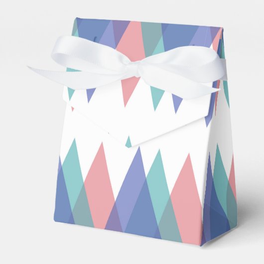 Blauwe en koraaldriehoeken bedankdoosjes (Voorkant Zijde)