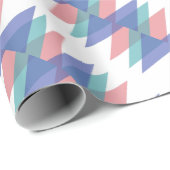 Blauwe en koraaldriehoeken cadeaupapier (Rol Hoek)