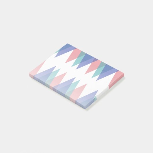 Blauwe en koraaldriehoeken post-it® notes (Schuin)