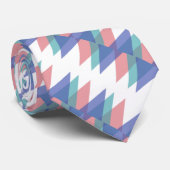 Blauwe en koraaldriehoeken stropdas (Opgerold)