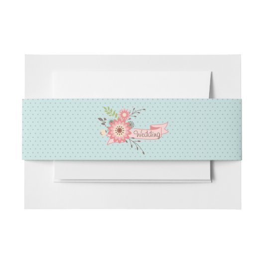 Blauwe en koraalkatoenachtige bruiloft uitnodigingen wikkel (Voorkant Voorbeeld)