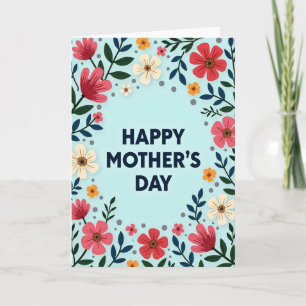 Blauwe en koraalrode verjaardagskaart voor moeder kaart