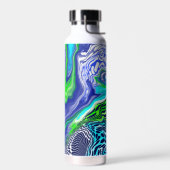 Blauwe en langgroene digitale roze verf marmer waterfles (Links)