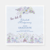 Blauwe en lavender Floral Graduation Party Servet (Voorkant)