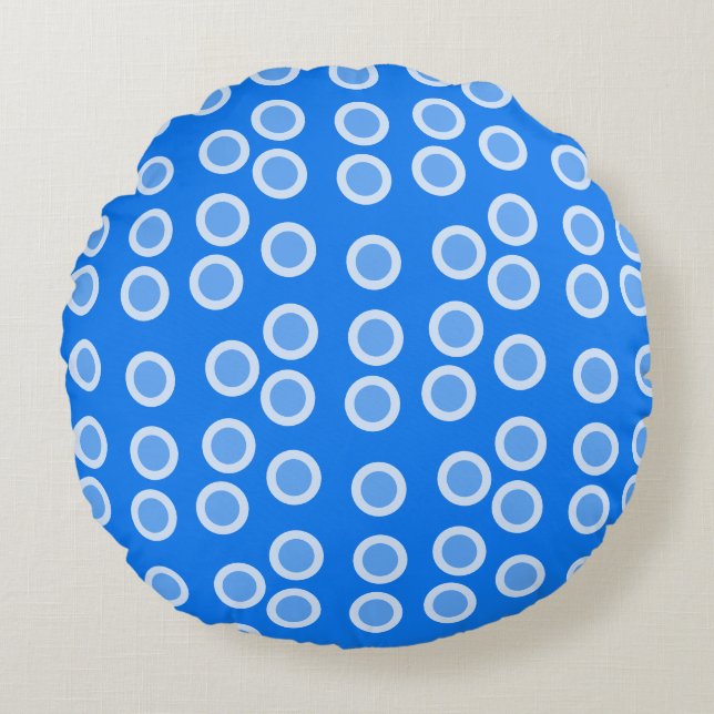 Blauwe en lichtblauwe cirkels rond kussen (Voorkant)