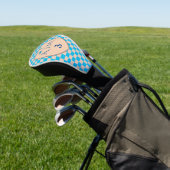 Blauwe en lichte beige controles met Initialen, Aa Golfheadcover (Insitu)