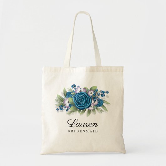Blauwe en Lila bloemen met Blueberries bruiloft Tote Bag (Voorkant)