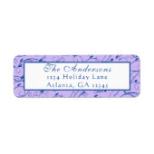 Blauwe en Lila Floral Wedding Etiket (Voorkant)