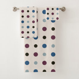 Blauwe en magenta Stippen Bad Handdoek