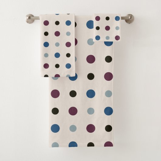 Blauwe en magenta Stippen Bad Handdoek (Insitu)