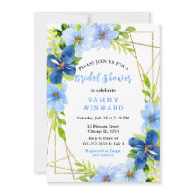 Blauwe en marine bloemen met blad Bruidsdouche