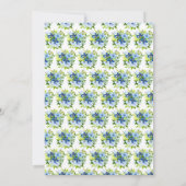 Blauwe en marine bloemen met gebladerte bruiloft save the date (Achterkant)