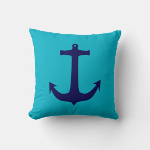 Blauwe en marineblauw Anchor Pillow Kussen