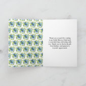 Blauwe en marinebloemen met blad Bruidsdouche Bedankkaart (Binnen)