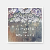 Blauwe en Maroon Bloemen Rustieke kant bruiloft Servet (Voorkant)