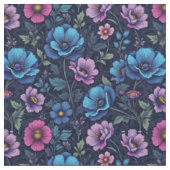 Blauwe en mauve bloemen stof (Close Up)