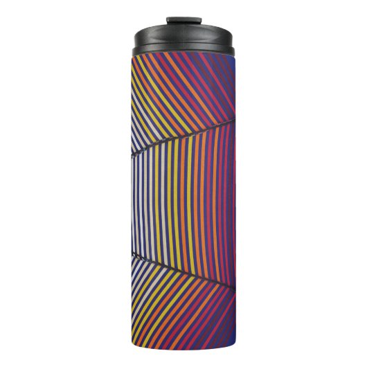 Blauwe en multicolleurige paraplu thermosbeker (Voorkant)