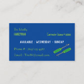 Blauwe en Neon Green Handyman Visitekaartjes (Achterkant)