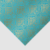 Blauwe en onechte metalen goudkapjes tissuepapier (Detail)