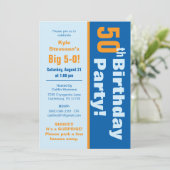 Blauwe en Oranje 50e verjaardag Kaart (Staand voorkant)