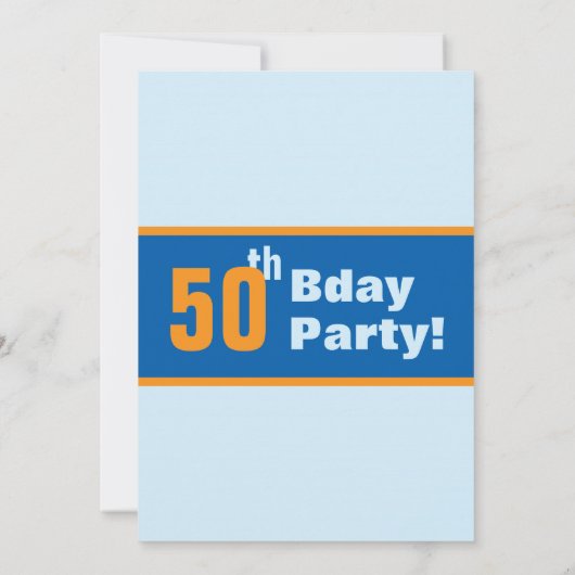 Blauwe en Oranje 50e verjaardag Kaart (Achterkant)