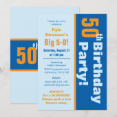 Blauwe en Oranje 50e verjaardag Kaart (Voorkant / Achterkant)