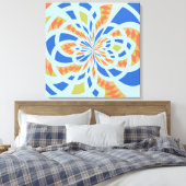 Blauwe en Oranje Abstracte mozaïekkunst Canvas Afdruk (Insitu (Slaapkamer))