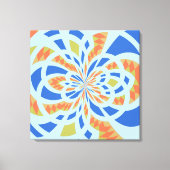 Blauwe en Oranje Abstracte mozaïekkunst Canvas Afdruk (Voorkant)