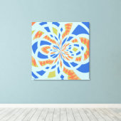 Blauwe en Oranje Abstracte mozaïekkunst Canvas Afdruk (Insitu (Houten vloer))