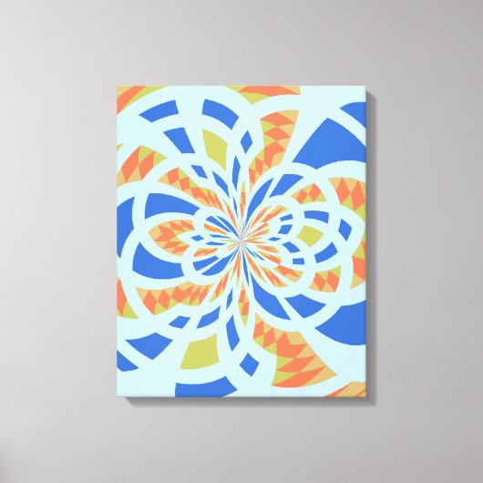 Blauwe en Oranje Abstracte mozaïekkunst Canvas Afdruk (Voorkant)