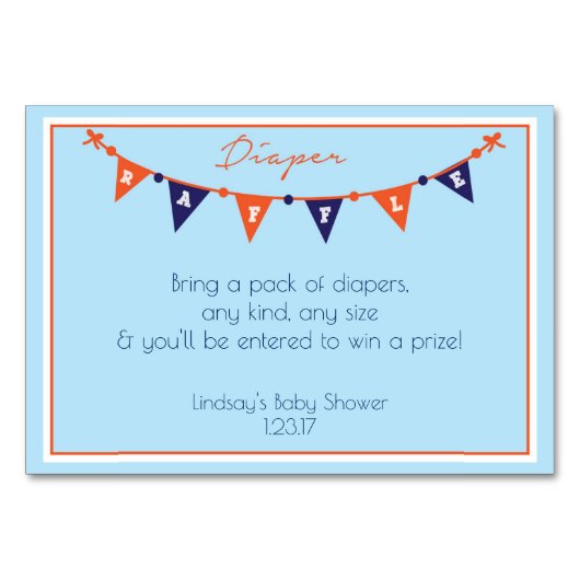 Blauwe en Oranje Baby shower luierkaart Kaart