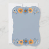 Blauwe en Oranje Bloem Bruidsdouche Uitnodigingen (Achterkant)