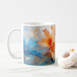 Blauwe en oranje bloem Mok